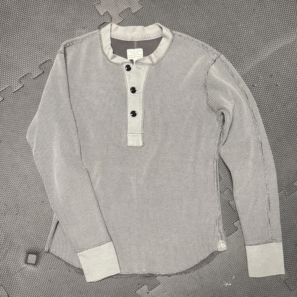 rag & bone Black and White Henley Shirt